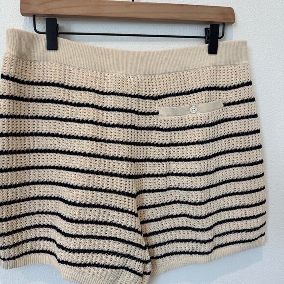 Rag & Bone Viola Stripe Sweater Knit Shorts Cream Black Nautical NEW Medium - Picture 5 of 12